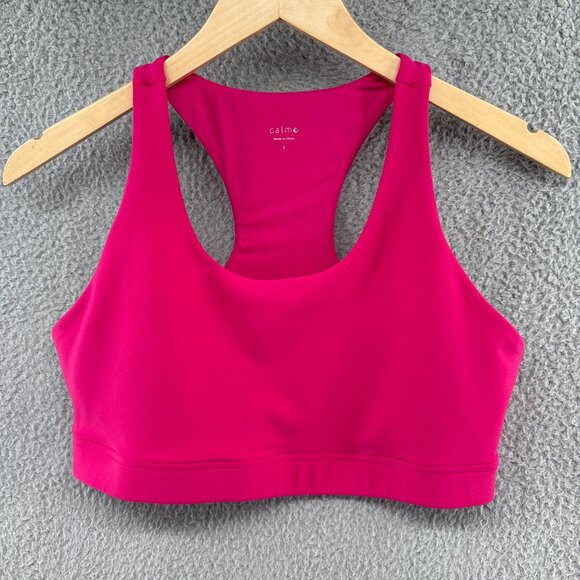 Johnny Was Calme Endurance Racer Back Sports Bra in Hot Pink Size Large - Picture 1 of 11